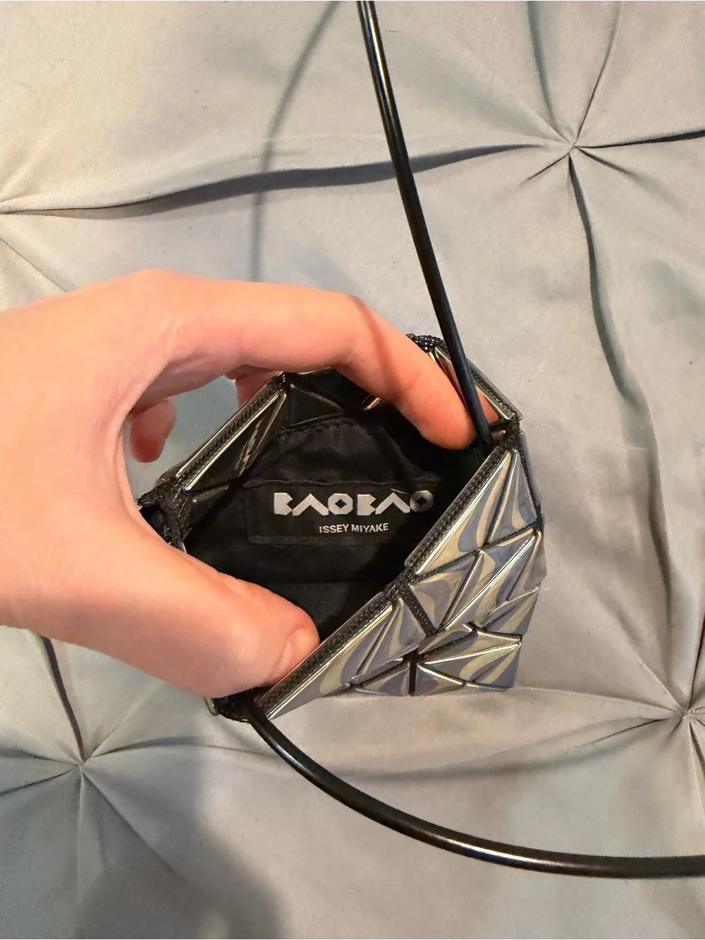 Issey Miyake Iridescent Geometric Mini Crossbody - Black with Rainbow Sheen